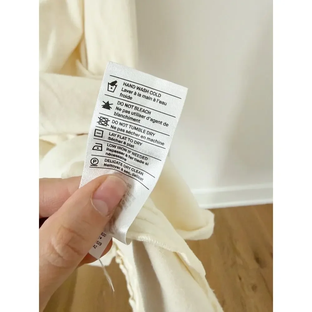 Vince Women's Paneled Midi Dress Cream Fuzzy Cotton Ivory White US 14 - Picture 5 of 8